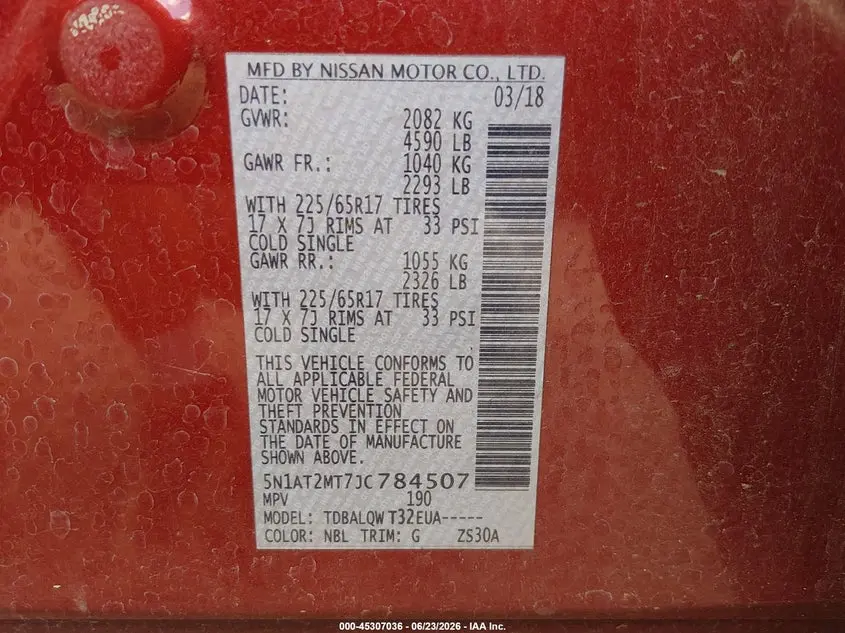 2018 Nissan Rogue SV 5N1AT2MT7JC784507 — фото 9