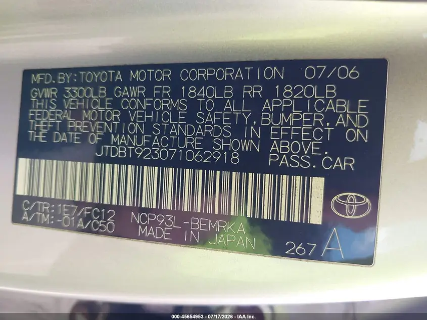 2007 Toyota Yaris S JTDBT923071062918 — фото 9