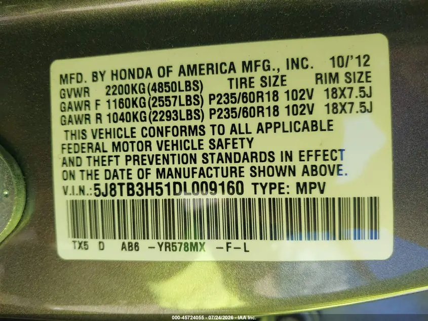 2013 Acura RDX 5J8TB3H51DL009160 — фото 9