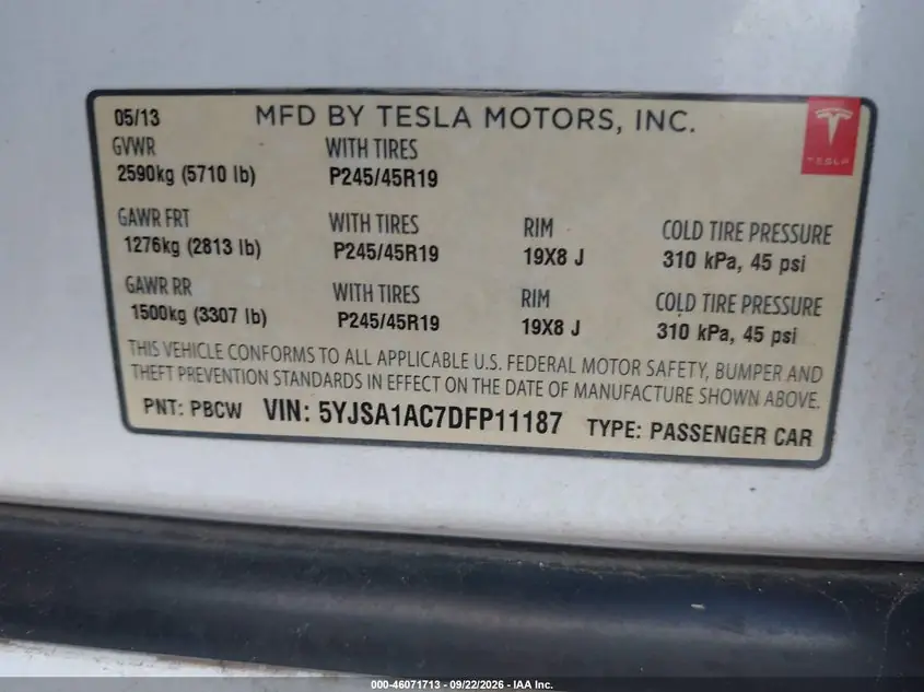 2013 Tesla Model S 5YJSA1AC7DFP11187 — фото 9