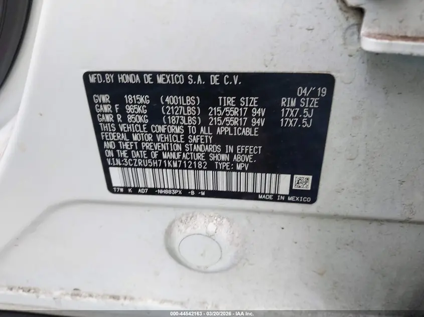 2019 Honda HR-V EX-L 3CZRU5H71KM712182 — фото 9